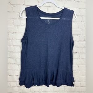 Gap sleeveless‎ linen blend peplum knit top blouse, sz L, GUC